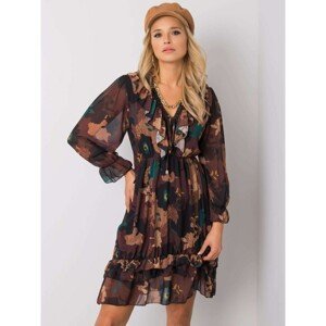 Brown dress with floral prints