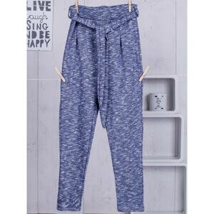 Girl's blue sweatpants with a belt
