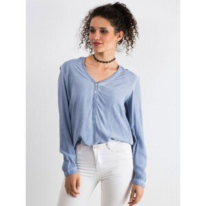 Loose blouse in viscose blue