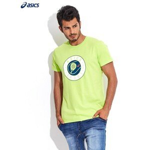 Sporty men´s t-shirt in lime green with a round ASICS print