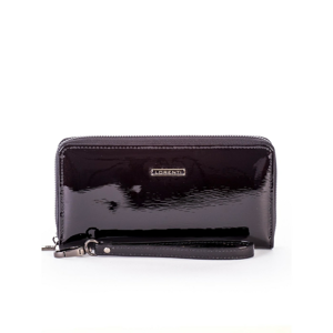 Black lacquered leather wallet