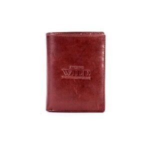 Brown leather wallet with embossed inscription