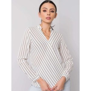RUE PARIS Ecru-black striped blouse