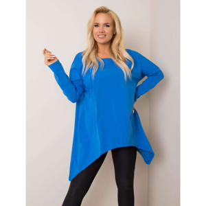 RUE PARIS Blue asymmetrical plus size blouse