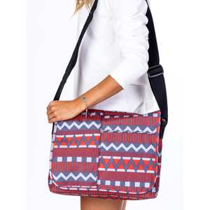 Fabric shoulder bag with geometric patterns
