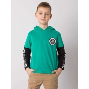 Green cotton sweatshirt for a boy with inscriptions