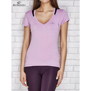 Light purple t-shirt with a triangle neckline