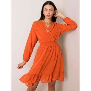 RUE PARIS Orange women´s dress with a frill