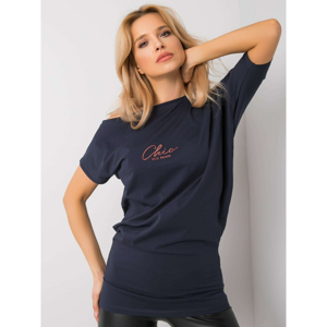 RUE PARIS Women´s navy blue cotton blouse