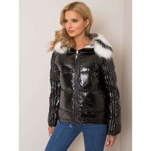 Black, reversible winter jacket with fur