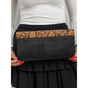 Black and brown clutch bag with an animal print