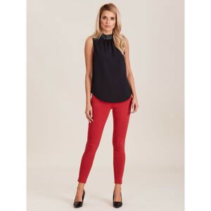 Stretch red high-waisted trousers