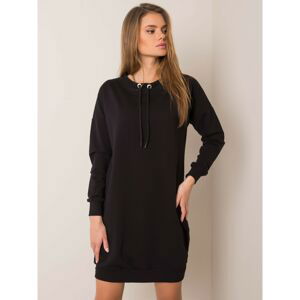 RUE PARIS Black sweatshirt dress with drawstrings