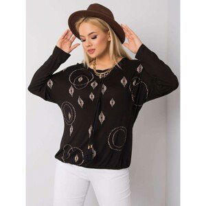 Black plus size blouse with a print