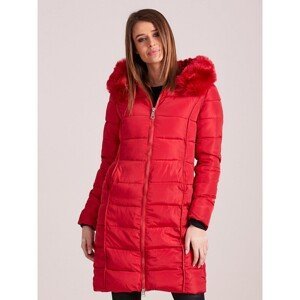 Red quilted jacket for winter