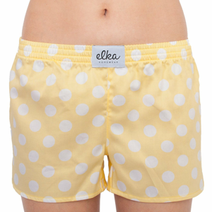 Women&#39;s shorts ELKA yellow with white large polka dots (D0032)
