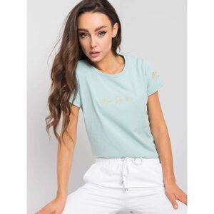 RUE PARIS Mint cotton t-shirt with embroidery