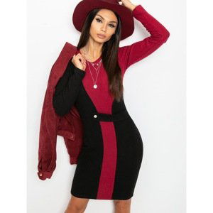 Fitted black and burgundy dress