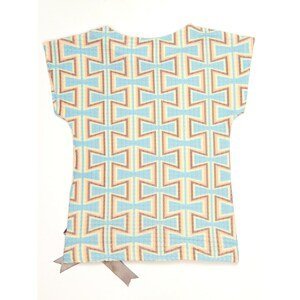 A blue patterned blouse for girls with a bow