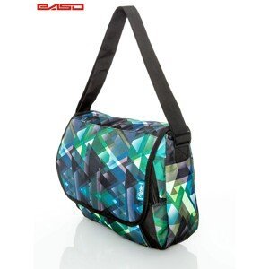 Green shoulder bag with graphic patterns