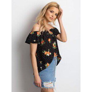 Black Spanish blouse with colorful print