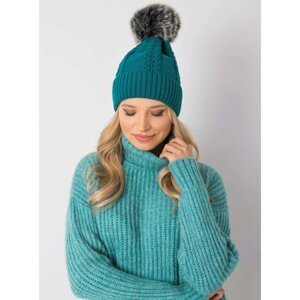 A sea winter hat with a pompom