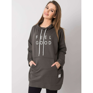 Dark khaki kangaroo sweatshirt with an inscription