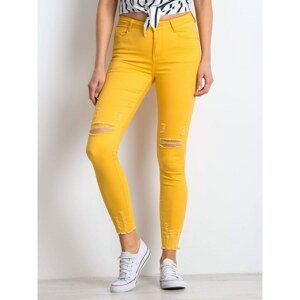Dark yellow abrasive jeans