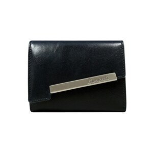 Leather navy blue wallet with a diagonal clasp