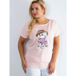 T-shirt with a light pink PLUS SIZE patch