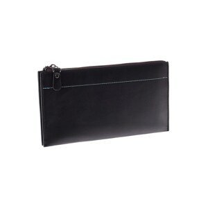 Long, matte black wallet with a zipper clutch