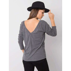 Dark grey melange blouse with neckline at back