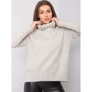 RUE PARIS Gray and silver turtleneck sweater