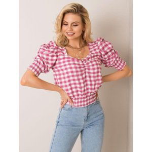 RUE PARIS Pink checked blouse