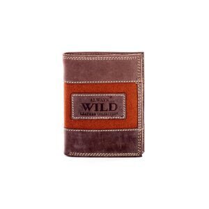 Men's brown leather wallet with fabric module