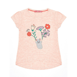 T-shirt for a girl with a colored pink patch