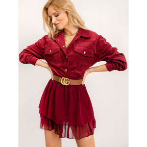 RUE PARIS burgundy mini skirt with a frill