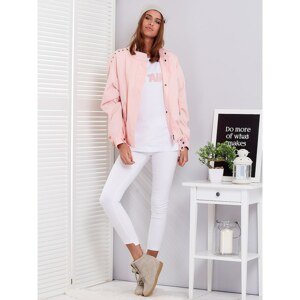 Women's cotton jacket with studs - pink