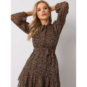 RUE PARIS Black and brown patterned dress