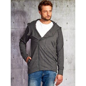 Dark gray men´s sweatshirt with an asymmetric fastening