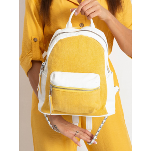 White and yellow backpack