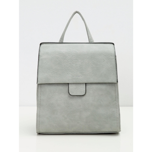 Women´s backpack with a flap and a handle in light gray