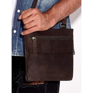 Men's dark brown leather bag with split compartments