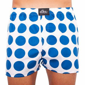 Men&#39;s shorts ELKA white with large blue polka dots (P0033)