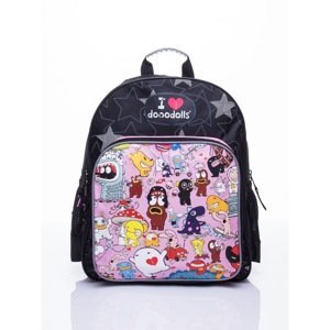 Black school backpack with a Dooodolls motif