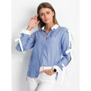 Striped shirt with decorative bows in dark blue color