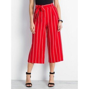 High-waisted red striped trousers