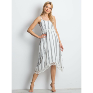 Asymmetrical white and black striped dress