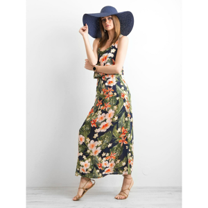 Floral maxi dress in navy blue