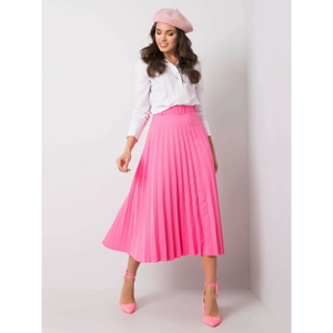 RUE PARIS Pink pleated skirt with belt